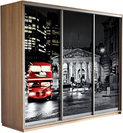 Шкаф-купе Трио 1800/2200/600 (Фотопечать Лондон) Ш200
