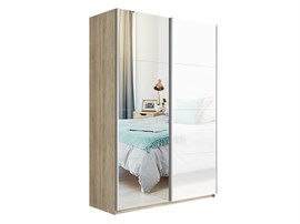 Шкаф-купе Прайм 1600/2300/570 Зеркало/Белое стекло 2369