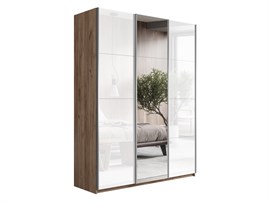 Шкаф-купе Милан 1800/2300/570 (Белое стекло/Зеркало/Белое стекло) 2444